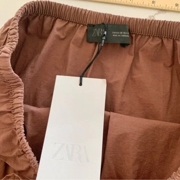 🌞 ZARA Tiered Maxi Skirt in Chocolate Brown Extra Small XS - Picture 10 of 13
